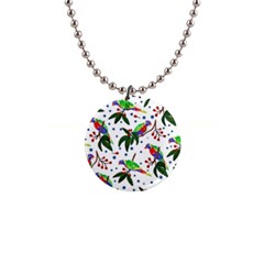 Seamless-pattern-with-parrot 1  Button Necklace by nate14shop