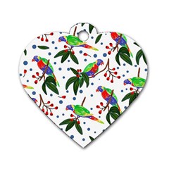 Seamless-pattern-with-parrot Dog Tag Heart (one Side) by nate14shop