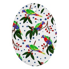 Seamless-pattern-with-parrot Oval Ornament (two Sides) by nate14shop