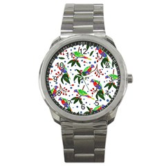 Seamless-pattern-with-parrot Sport Metal Watch by nate14shop