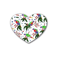 Seamless-pattern-with-parrot Rubber Coaster (heart) by nate14shop