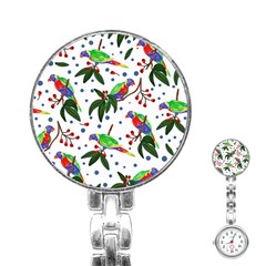 Seamless-pattern-with-parrot Stainless Steel Nurses Watch by nate14shop