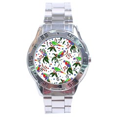 Seamless-pattern-with-parrot Stainless Steel Analogue Watch by nate14shop