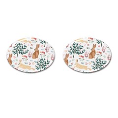 Seamless-pattern-with-rabbit Cufflinks (oval) by nate14shop