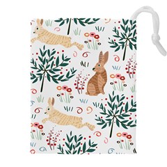 Seamless-pattern-with-rabbit Drawstring Pouch (4xl) by nate14shop