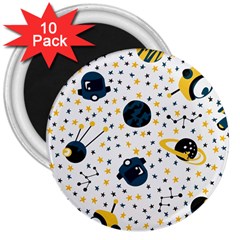 Seamless-pattern-with-spaceships-stars 002 3  Magnets (10 pack) 