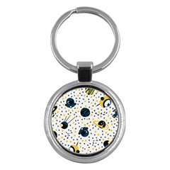 Seamless-pattern-with-spaceships-stars 002 Key Chain (Round)