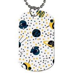 Seamless-pattern-with-spaceships-stars 002 Dog Tag (One Side)