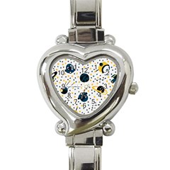 Seamless-pattern-with-spaceships-stars 002 Heart Italian Charm Watch