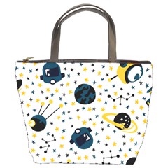 Seamless-pattern-with-spaceships-stars 002 Bucket Bag