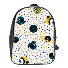 Seamless-pattern-with-spaceships-stars 002 School Bag (Large)