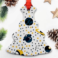 Seamless-pattern-with-spaceships-stars 002 Christmas Tree Ornament (Two Sides)