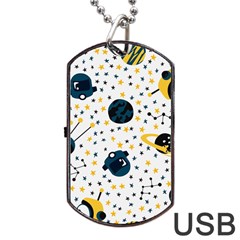 Seamless-pattern-with-spaceships-stars 002 Dog Tag Usb Flash (one Side) by nate14shop