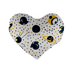 Seamless-pattern-with-spaceships-stars 002 Standard 16  Premium Heart Shape Cushions