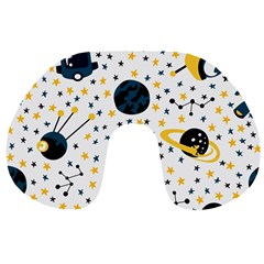 Seamless-pattern-with-spaceships-stars 002 Travel Neck Pillow