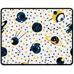 Seamless-pattern-with-spaceships-stars 002 Double Sided Fleece Blanket (Medium) 