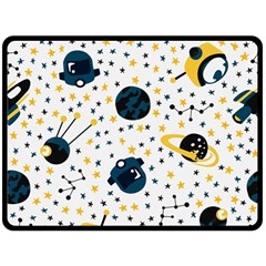 Seamless-pattern-with-spaceships-stars 002 Double Sided Fleece Blanket (Large) 