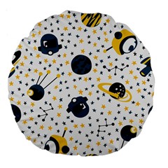 Seamless-pattern-with-spaceships-stars 002 Large 18  Premium Flano Round Cushions