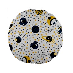 Seamless-pattern-with-spaceships-stars 002 Standard 15  Premium Flano Round Cushions by nate14shop