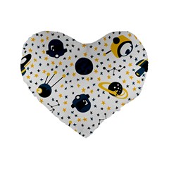 Seamless-pattern-with-spaceships-stars 002 Standard 16  Premium Flano Heart Shape Cushions