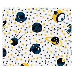 Seamless-pattern-with-spaceships-stars 002 Double Sided Flano Blanket (Small) 