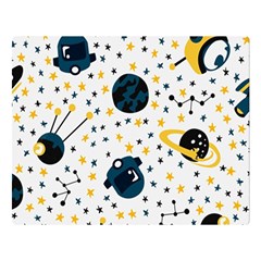 Seamless-pattern-with-spaceships-stars 002 Double Sided Flano Blanket (Large) 