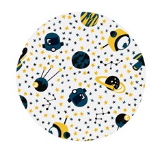 Seamless-pattern-with-spaceships-stars 002 Mini Round Pill Box