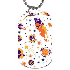 Seamless-pattern-with-spaceships-stars 005 Dog Tag (two Sides) by nate14shop