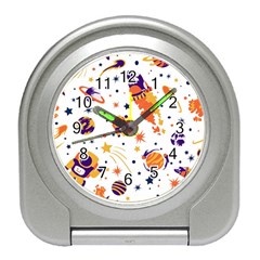 Seamless-pattern-with-spaceships-stars 005 Travel Alarm Clock by nate14shop