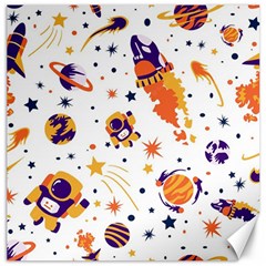 Seamless-pattern-with-spaceships-stars 005 Canvas 12  X 12  by nate14shop