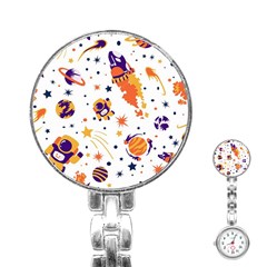 Seamless-pattern-with-spaceships-stars 005 Stainless Steel Nurses Watch by nate14shop