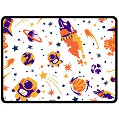 Seamless-pattern-with-spaceships-stars 005 Double Sided Fleece Blanket (large)  by nate14shop