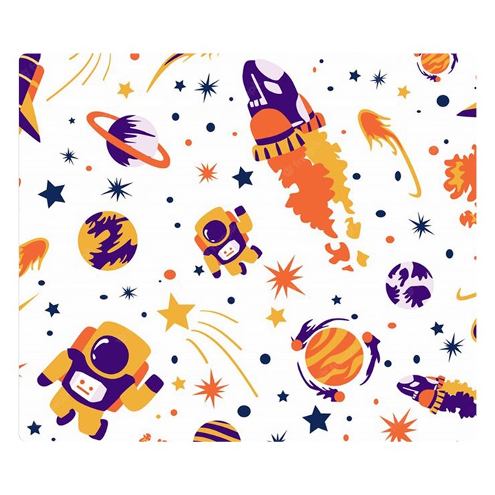 Seamless-pattern-with-spaceships-stars 005 Double Sided Flano Blanket (Small) 