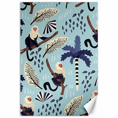 Tropical-leaves-seamless-pattern-with-monkey Canvas 12  X 18  by nate14shop