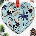 Tropical-leaves-seamless-pattern-with-monkey Ornament (Heart) Front