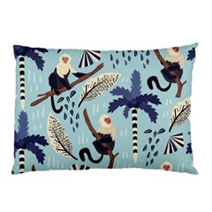 Tropical-leaves-seamless-pattern-with-monkey Pillow Case by nate14shop