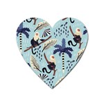 Tropical-leaves-seamless-pattern-with-monkey Heart Magnet Front