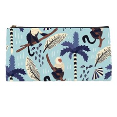 Tropical-leaves-seamless-pattern-with-monkey Pencil Case by nate14shop