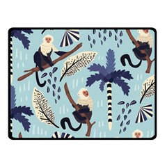 Tropical-leaves-seamless-pattern-with-monkey Fleece Blanket (small) by nate14shop