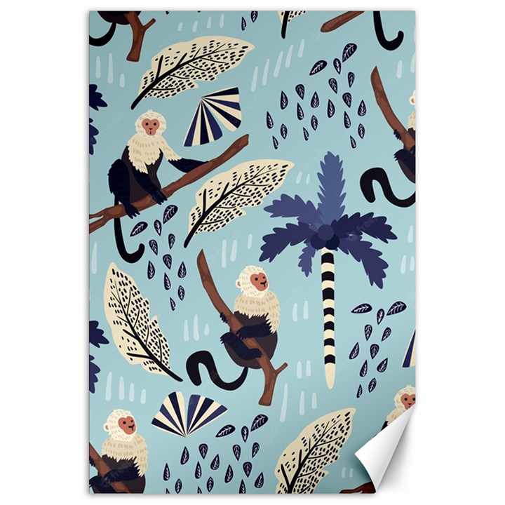 Tropical-leaves-seamless-pattern-with-monkey Canvas 20  x 30 