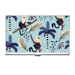 Tropical-leaves-seamless-pattern-with-monkey Business Card Holder by nate14shop