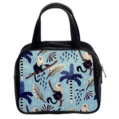 Tropical-leaves-seamless-pattern-with-monkey Classic Handbag (two Sides) by nate14shop