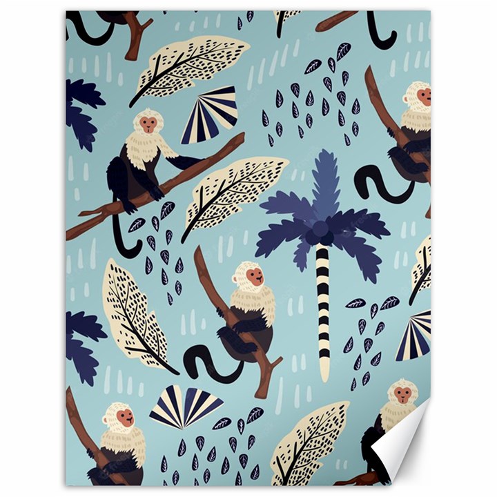 Tropical-leaves-seamless-pattern-with-monkey Canvas 18  x 24 