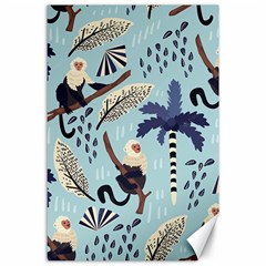 Tropical-leaves-seamless-pattern-with-monkey Canvas 24  X 36  by nate14shop