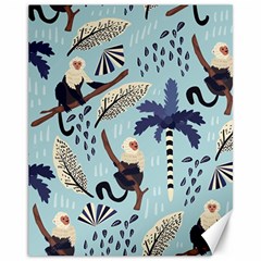 Tropical-leaves-seamless-pattern-with-monkey Canvas 11  X 14  by nate14shop