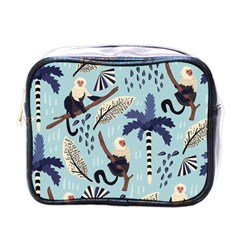 Tropical-leaves-seamless-pattern-with-monkey Mini Toiletries Bag (one Side) by nate14shop