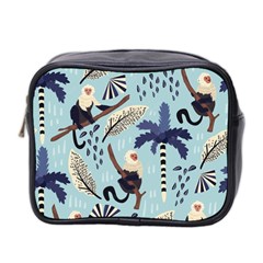 Tropical-leaves-seamless-pattern-with-monkey Mini Toiletries Bag (two Sides) by nate14shop