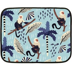 Tropical-leaves-seamless-pattern-with-monkey Fleece Blanket (mini) by nate14shop