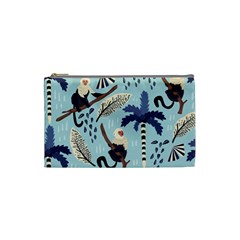 Tropical-leaves-seamless-pattern-with-monkey Cosmetic Bag (small) by nate14shop