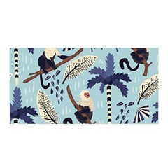 Tropical-leaves-seamless-pattern-with-monkey Satin Wrap 35  X 70  by nate14shop